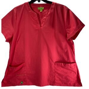 Casual Crocs Mens 2X Melon Garage Scrub With Green Logo Short Sleeve Popover Top